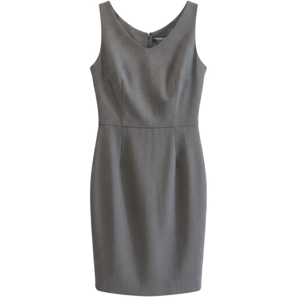 Ann Taylor Sheath Dress Gray Professional Sleeveless Wool Stretch Women 10